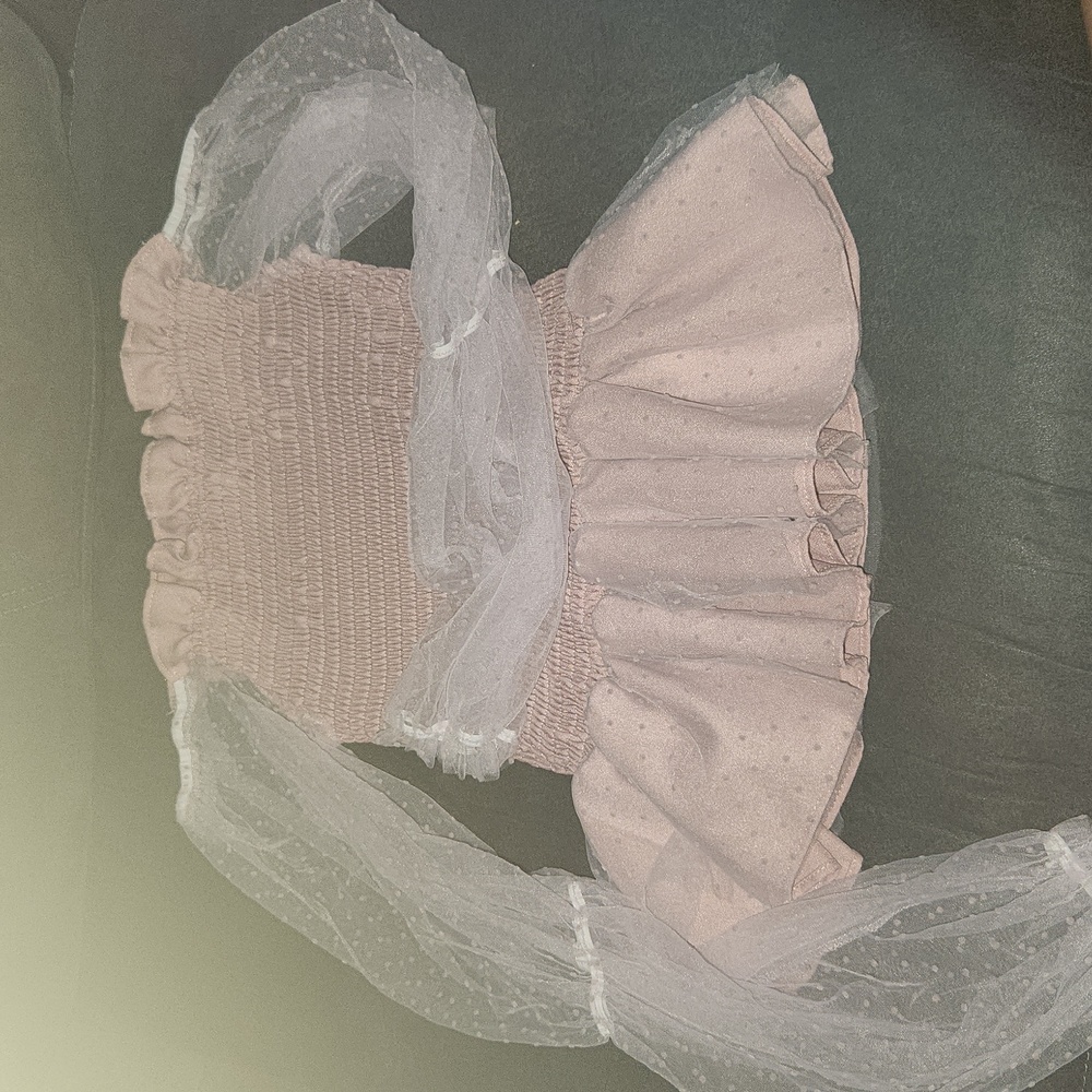 Pink Mesh Peplum